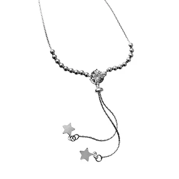 

Choker 925 Sterling silver m type tie ball cubic zirconia star smooth closure adaptive
