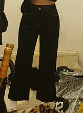 Vaqueros Mujer-Encuentro de estilo coreano limpiando pantalones Denim Vintage negro sólido alto cintura otoño Baggy Chic Ulzzang calle Casual