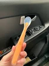 Gran oferta cuchara de silicona suave cuchara de detección de temperatura de Color caramelo herramientas de alimentación de alimentos para niños