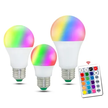 

5/10/15W E27 LED 16 Color Changing RGB Magic Led Bulb 85-265V RGB Led Lamp for Home Party RGB LED Bulb with IR Remote Control