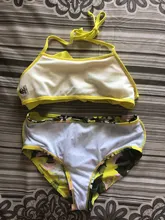 Conjunto de Bikini para niñas, bañador Falbala de dos piezas, traje de baño de verano con cuello Halter, 2021