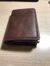 Bycobecy de tarjeta de crédito titular de la cartera de las mujeres de los hombres de Metal RFID Vintage bolso de cuero de poliuretano Crazy Horse Banco titular de caso