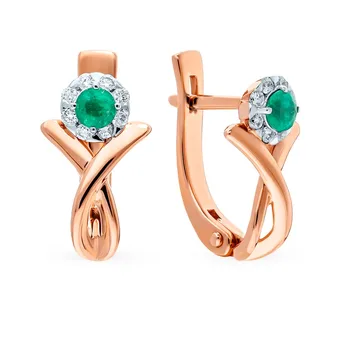 

Gold earrings with emeralds and diamonds sunlight sample 585