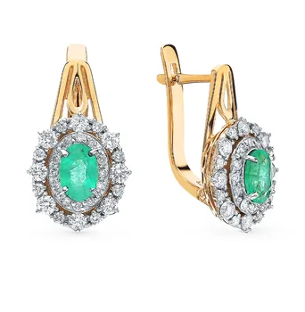 

Gold earrings with emeralds and diamonds sunlight sample 585