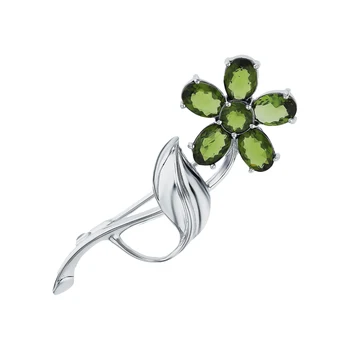

Silver brooch with tourmaline imitation sunlight sample 925
