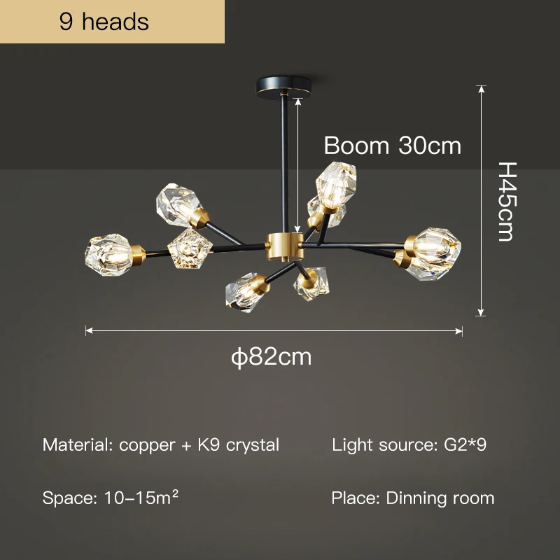 grey chandelier Modern Nordic Copper Design LED Chandelier For Living Room Bedroom Dining Room Kitchen Ceiling Pendant Lamp Black Crystal Light modern crystal chandelier Chandeliers