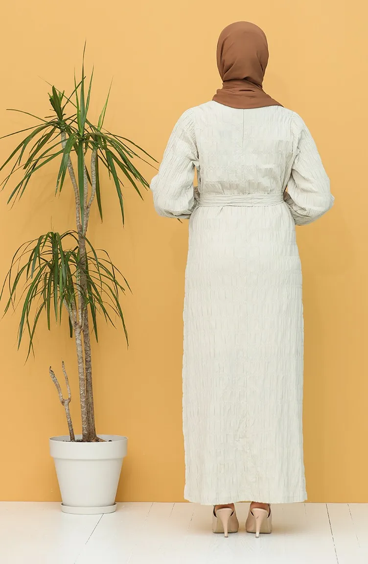 Vestido com cinto muçulmano moda casual à