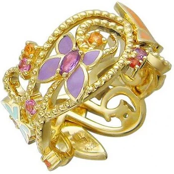 

Esthete ring with sapphires and enamel in yellow gold 750