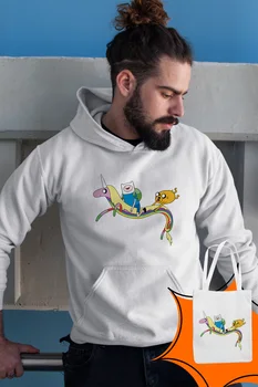 

Angemiel Wear Unicorna Overlapping Finn And Jack White Male Hooded Sweatshirt Bags Kombin