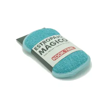 

KOOK TIME magic kitchen scourer does not break fabric, measures 16x9x1.5 cm, to scrub and clean without scratching, blue Color-Set of