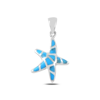

Silver 925 Sterling Turquoise Stone Sea Star Pendant