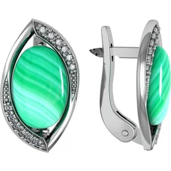 

Volga jeweler earrings with cubic zirconia and agate from silver