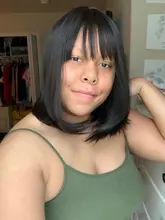 Largo SHANGKE-Peluca de cabello sintético liso con flequillo para mujer, pelo de fibra resistente al calor, Natural, negro, marrón, gris