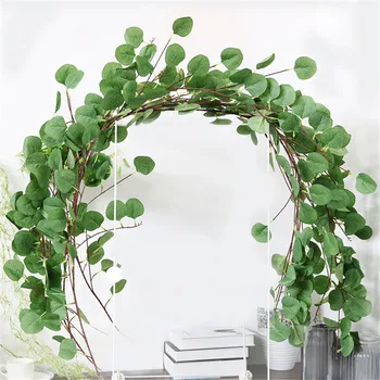 

2M Artificial Plants Green Eucalyptus Vines Rattan artificial Fake Plants Wicker Leaves Vine Wall Decor Wedding Decoration