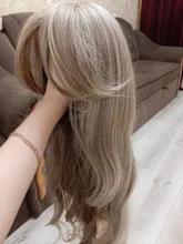 EASIHAIR-Peluca de cabello sintético para mujer, cabellera artificial ondulado con flequillo, largo, color marrón, de alta densidad, para Cosplay, resistente al calor
