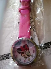 Reloj de cuarzo de cuero con dibujo animado chica hermosa Minnie estilo de ratón Color número dial para Niños Estudiantes, envío directo