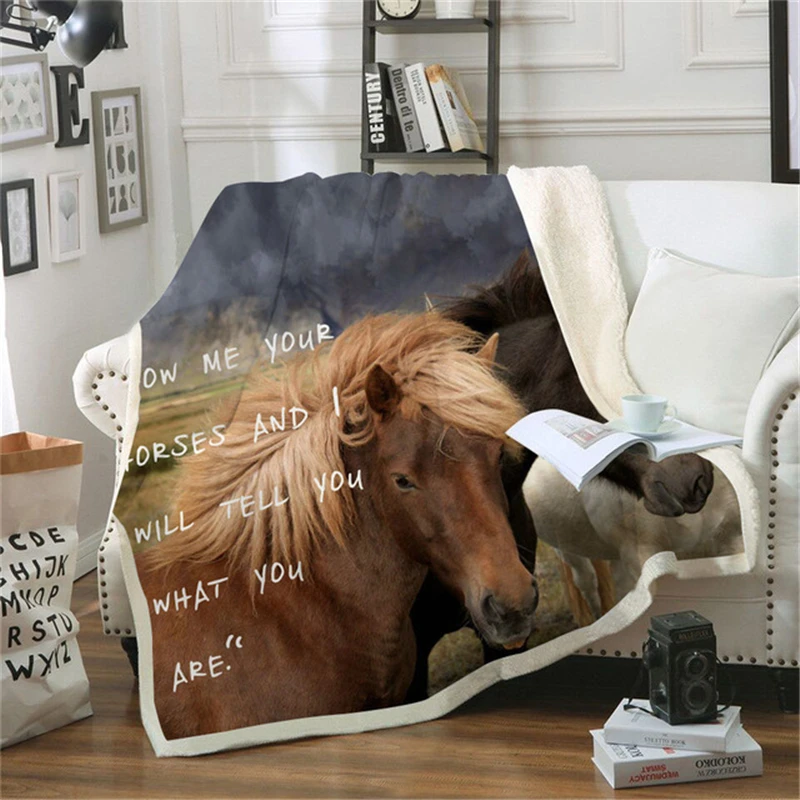 Плюшевое покрывало с изображением лошади, шерпа, флисовое покрывало, одеяло для дивана, s для кровати, квадратное мягкое одеяло для пикника