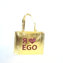 500 шт./лот, золотой полипропиленовый нетканый мешок, металлическая лазерная сумка, шелковая печать, Заказная сумка для покупок с логотипом для обуви, магазина одежды, выставки