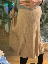 Knit Skirt Pleated Midi Fashion Faldas Vintage Women Ladies Solid Beiyingni Soft Mujer
