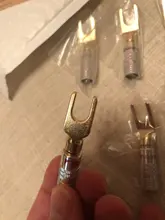 4 Uds chapados en oro Y en forma de Banana macho de Audio enchufes para altavoz tenedor con tornillo Spade conector de Cable para vinculante Post