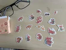 45 unids/pack de Fox zorro lindo y Hojas de arce de la etiqueta engomada de papel artesanías adhesivas palo etiqueta de la computadora portátil DIY decoración niños regalo de papelería