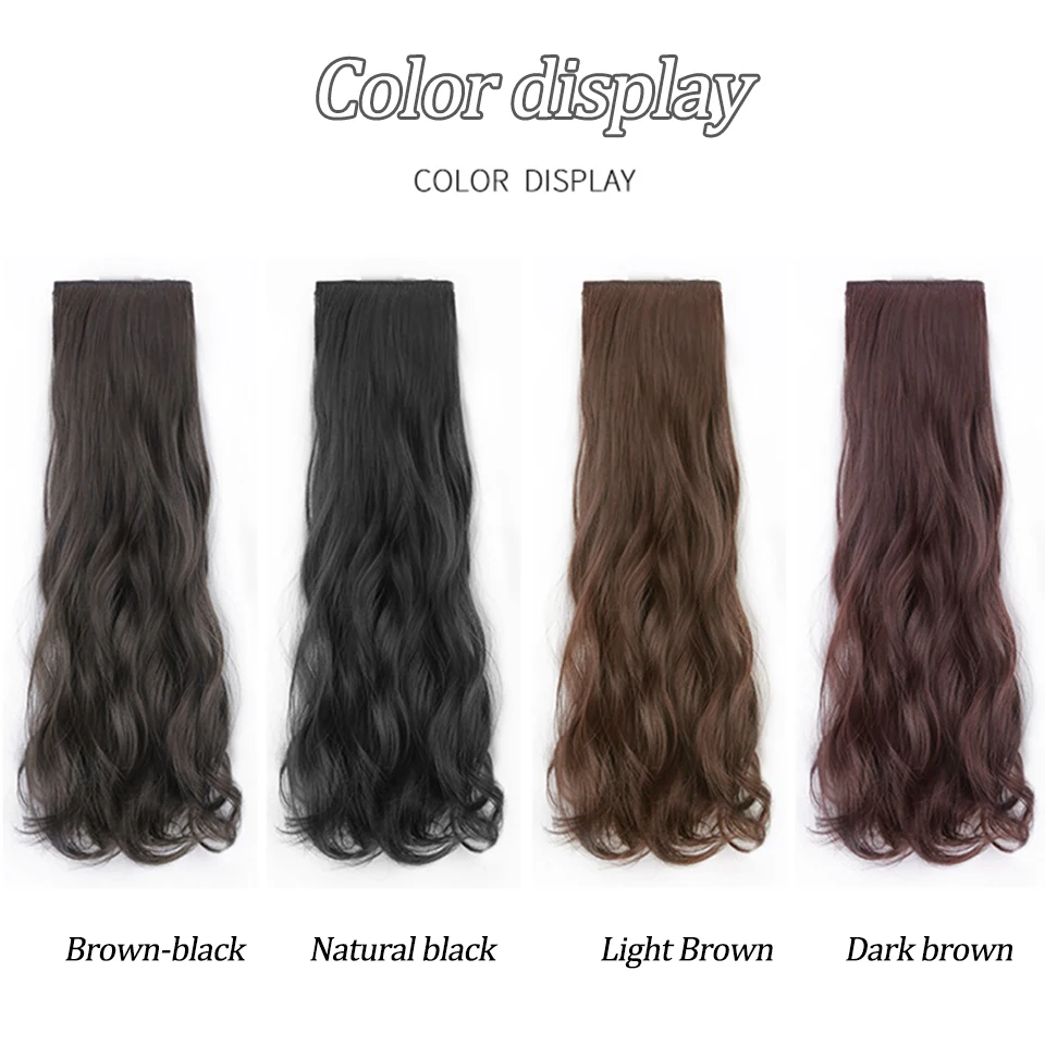 AOSI Synthetic Hair extension Wavy hair Heat-Resistant Fiber Fake Hair Wig Long Piece with two clips Three-piece suit synthetic hair extension