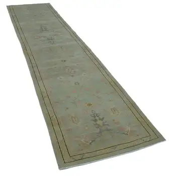 

87x357 Cm Beige Handmade Oushak Runner Rug-3x12 Ft