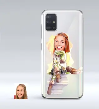 

Personalized Women 'S Caricature Of Samsung Galaxy A51 Thin Transparent Silicone Phone Kapağı-17
