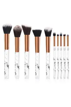 

Professional Makeup Brush Set kit 10 Pieces goat hair powder eyeshadow foundation lash eyelash concealer tool white gold high q.