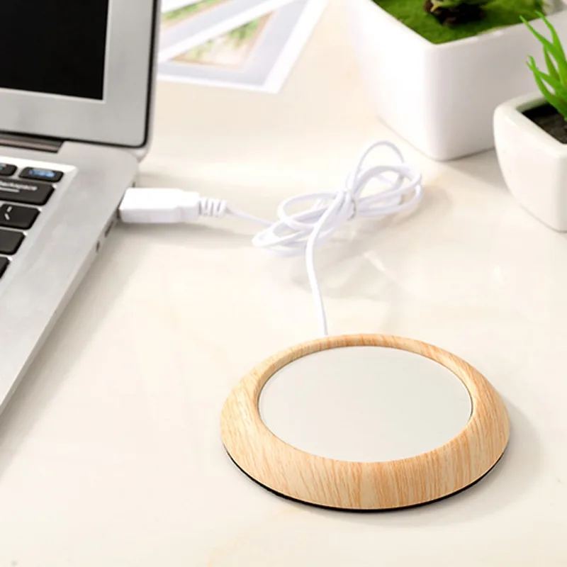 Calentador de taza USB de madera posavasos hervidor para café, té o leche en la oficina mantener caliente thermo en la mesa