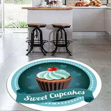 Else синий сладкий кексы на Красной вишне 3d шаблон печати противоскользящие сзади круглые кухонные ковры области ковры для гостиных