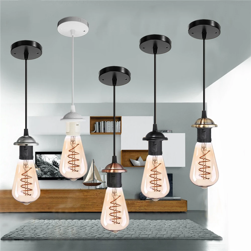E27 AC 220V Vintage Edison Lamp Base Light LED Bulb Socket Base Holder cable Retro Incandescent Filament Bulb Lamp lamp holder