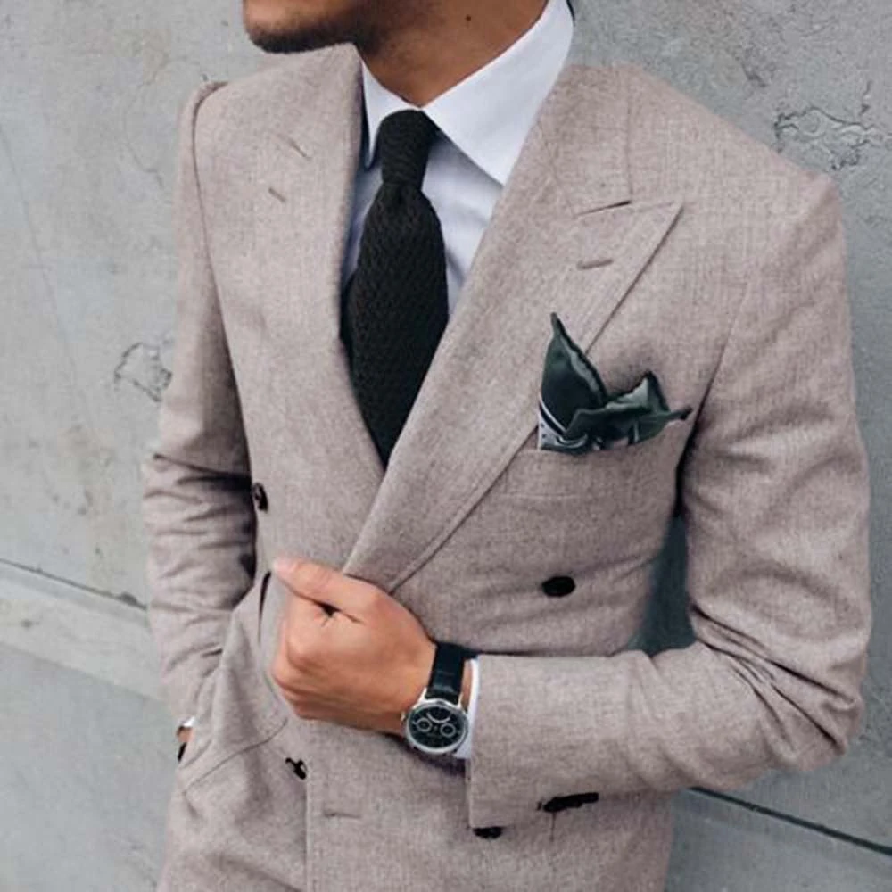 Latest Coat Pant Designs Light Grey Men Suit Jacket Double ...