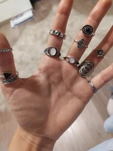 IPARAM-Conjunto de anillos de unión para mujer, de cristal geométrico, dorado, Vintage, bohemio, luna y estrella, diseño de personalidad, conjunto de anillos, regalo de joyas de fiesta