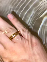 Anillo de cadena gruesa de 6mm de grosor para mujer y niña, sortija con eslabones cubanos rellenos de oro de acero inoxidable, anillo elegante