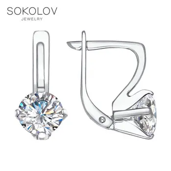 

SOKOLOV Silver drop earrings with stones with cubic zirconia fashion jewelry silver 925 women's male, long earrings