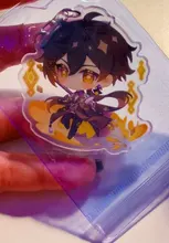 De la isla de Kyushu impacto Zhongli Diluc llavero Cosplay lindo personaje del juego Venti Paimon Tartaglia Mona acrílico colgante de llavero