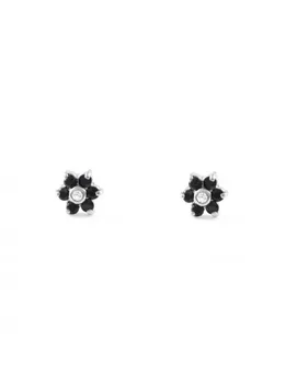 

Baby earrings or Girl White Gold Daisy 6 Petals Zirconia Black