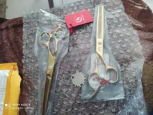 Tijeras profesionales grandes de 7,0 pulgadas para corte de peluquería, tijeras de adelgazamiento de 6,5 pulgadas, para barbería, JP440C, color azul, A0132A