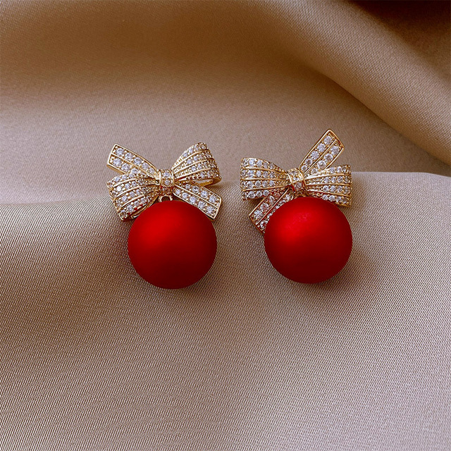 Red Rose Rhinestone Stud Earrings For Women Butterfly Angel Wings Pearl Flowers Earring Bride Wedding Engagement Jewelry