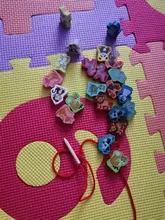 Juguetes de madera para bebés, Fruta de dibujos animados de animales para enhebrar, cuentas de madera, juguete educativo para niños