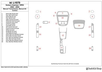 

Interior trim for Subaru Impreza/WRX 2002-2004. Set L1573.