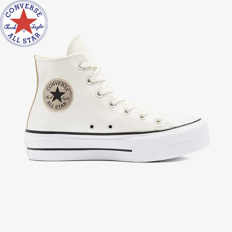 Кроссовки Converse женские на платформе кожаные кремовые модная повседневная