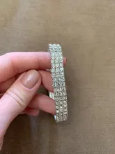 Pulsera para tobillo con diamantes de imitación, brazalete de cristal joyería, Color plata, elástica, 1/2/3/2021 filas, 4/5