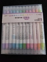 Rotuladores de arte uso didáctico, 12 Uds., rotuladores de doble cabeza de 12 colores, resaltador de cuenta, diario, decoración, marcador de colores Pastel, bolígrafos de notas