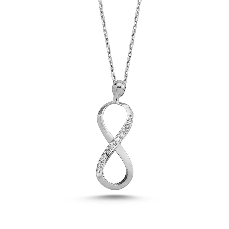 

Silver 925 Sterling Zircon Cubic Zirconia Infinity Necklace