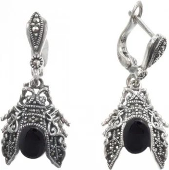 

Yuk marcasite earrings with marcasites and onyx from silver