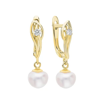 

Silver earrings with pearls cultured and cubic zirconia sunlight sample 925