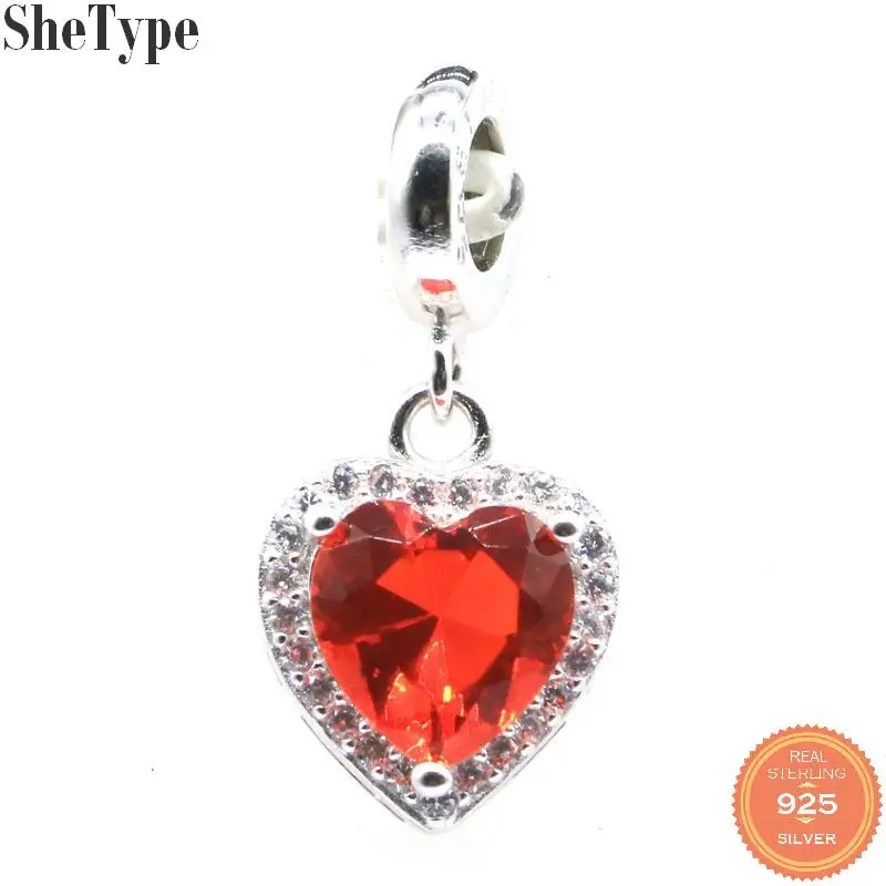 

22x12mm Classic Heart Shape 2.5g Created Orange Spessartine Garnet CZ Gift For Ladies 925 Solid Sterling Silver Pendant