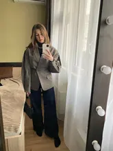 Women Blazer Gray AEL Spring Long-Sleeve Office Minimalist Ladies New Casual Regular